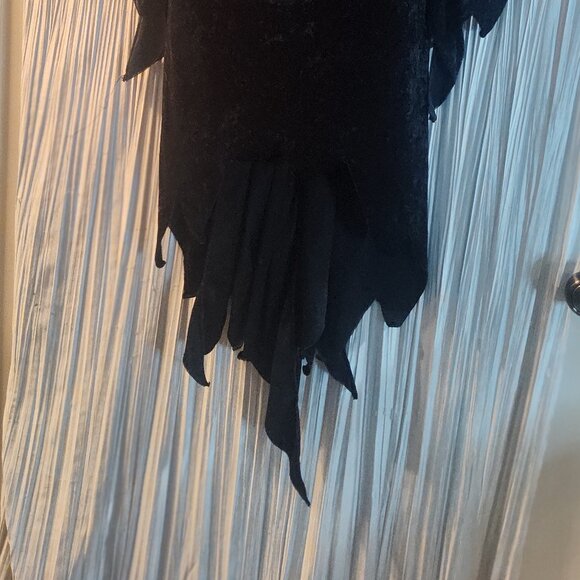 Black Goth or costume dress with asymmetrical villainous hem  + sleeves - Picture 6 of 13